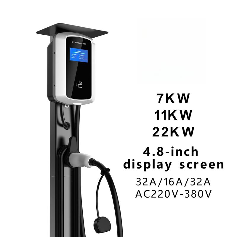 4.8인치 LCD 화면 480V AC 벽 상자 충전기 벽에 장착 된 EV 충전 스테이션 스위핑 카드