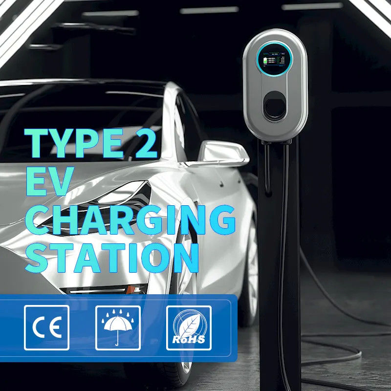 22kw RFID 카드 5m 케이블 모바일 타입 2 EV 충전 스테이션