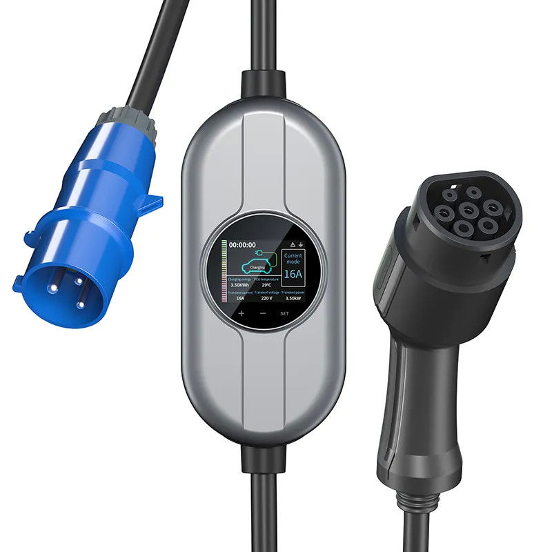 16A 32A 2.5 인치 LCD 화면 휴대용 EV 충전소 EV 충전기 1형 FCC