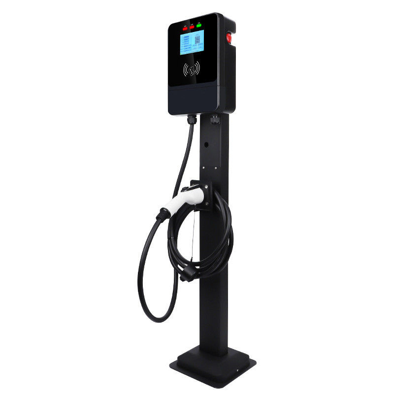 GBT 7kW 단일 총 4.3인치 스크린 220V 벽 EV 충전기 비상 버튼